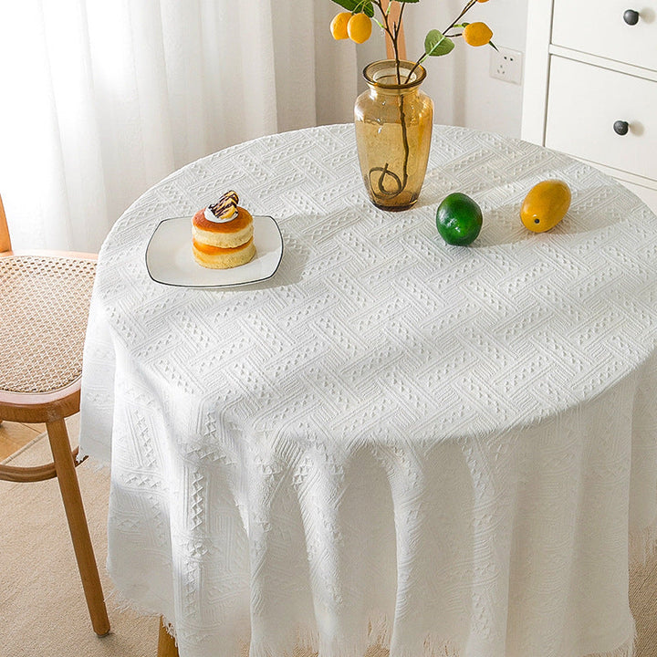 Stornfield | Modern Waffle Tablecloth, Knitted Lace Fabric Coffee Cloth, Round Tablecloth, Rectangular Tablecloth