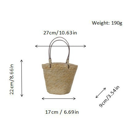 Handmade basket bag with leather handles Stornfield