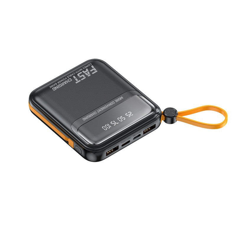 Compact power bank with integrated cable management and digital charge level display Stornfield