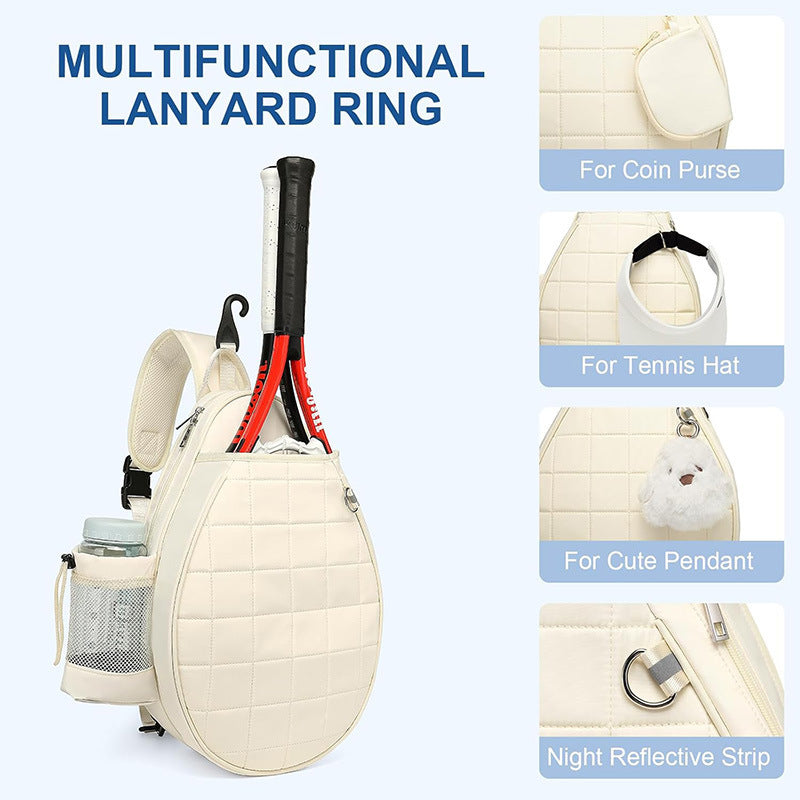 Sporty racket bag with integrated bottle and compartments Stornfield