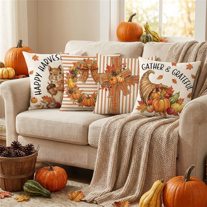 Autumn Harvest Decorative Throw Pillow Cover