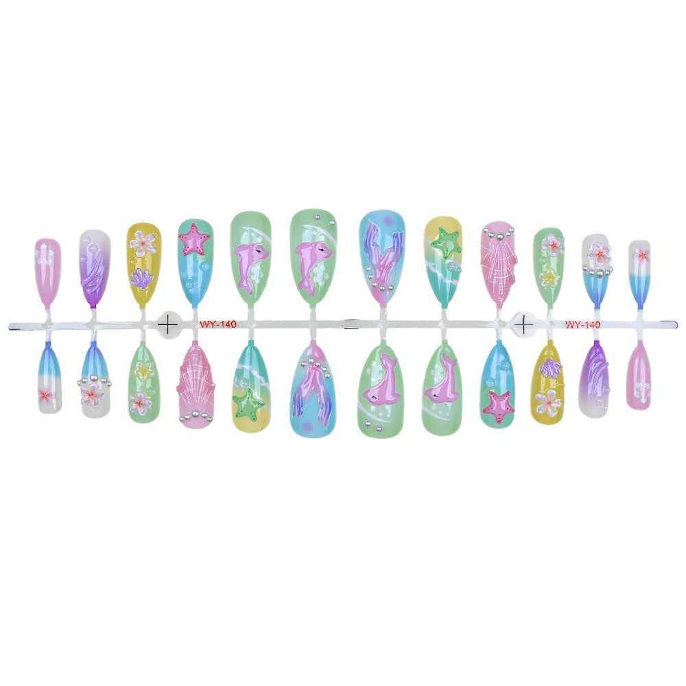 Artistic Ocean-Themed Press-On Nail Set Stornfield