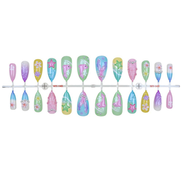 Artistic Ocean-Themed Press-On Nail Set Stornfield