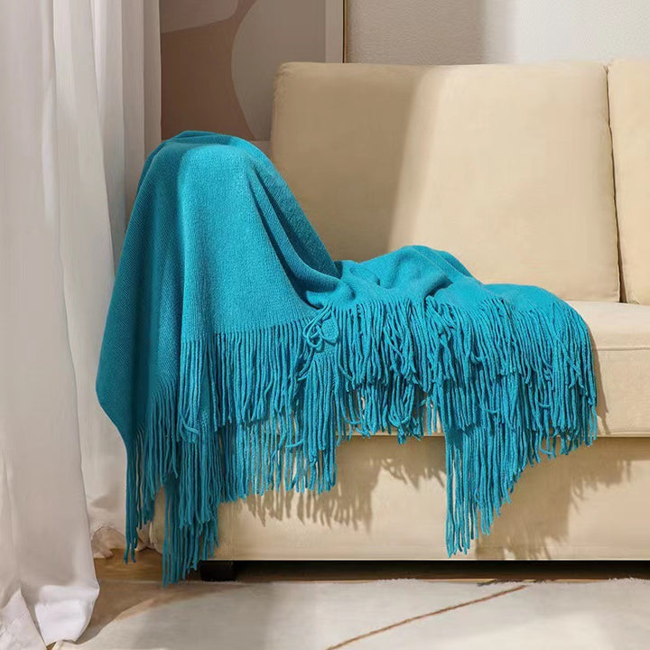 Luxurious Fringe Knit Throw Blanket