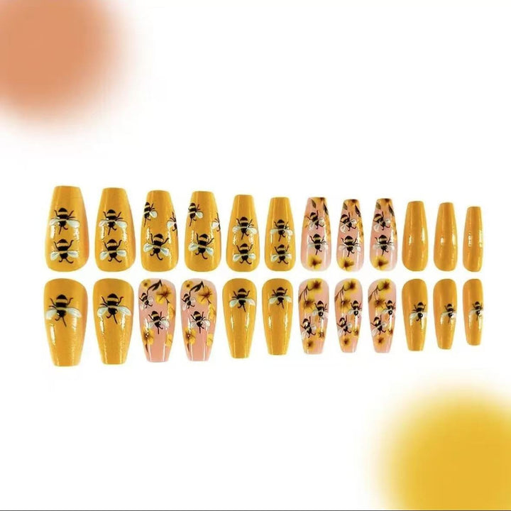 Nail art set with creative bee and flower designs Stornfield