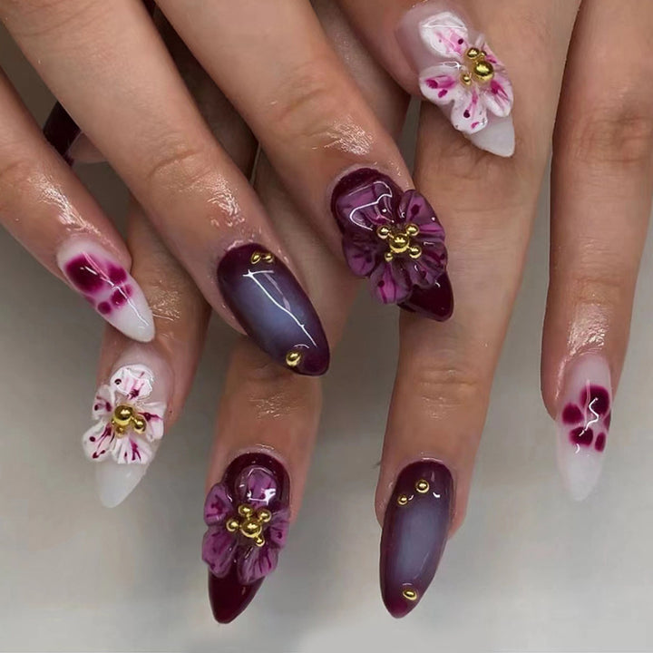 Floral Embellished Stiletto Nail Art Stornfield