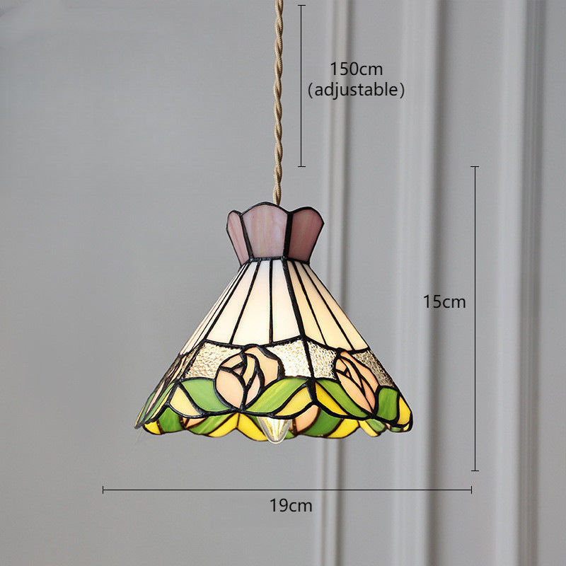 Adjustable Vintage Glass Pendant Light