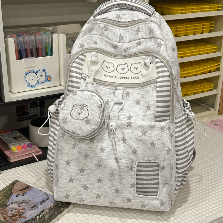 Multi-Pocket Star-Patterned Backpack Stornfield