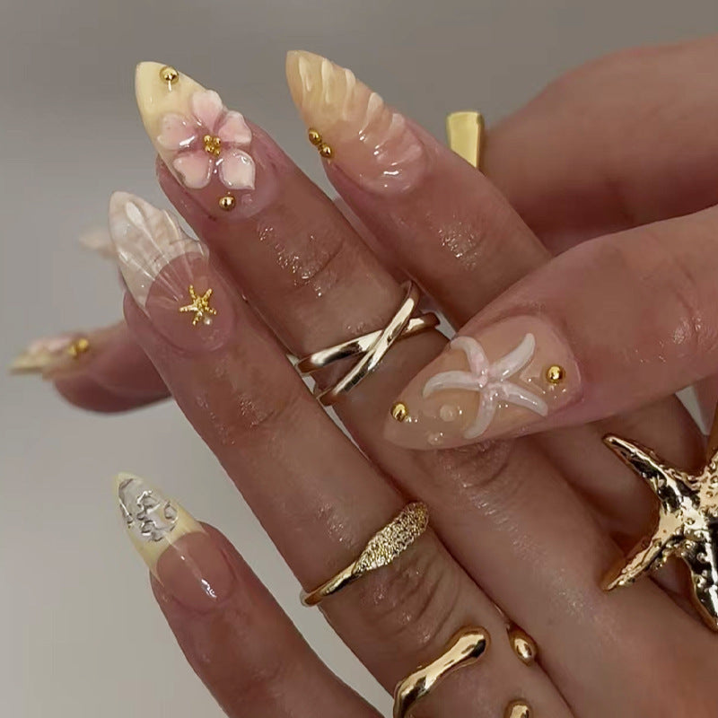 Decorative Beach-Themed Press-On Nail Set