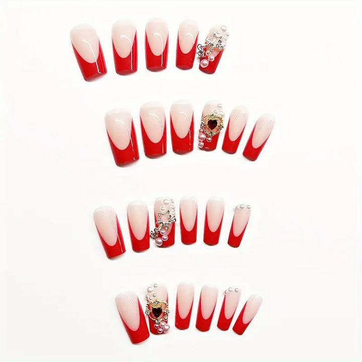 Artistic Press-On Nail Extensions with Decorative Elements Stornfield