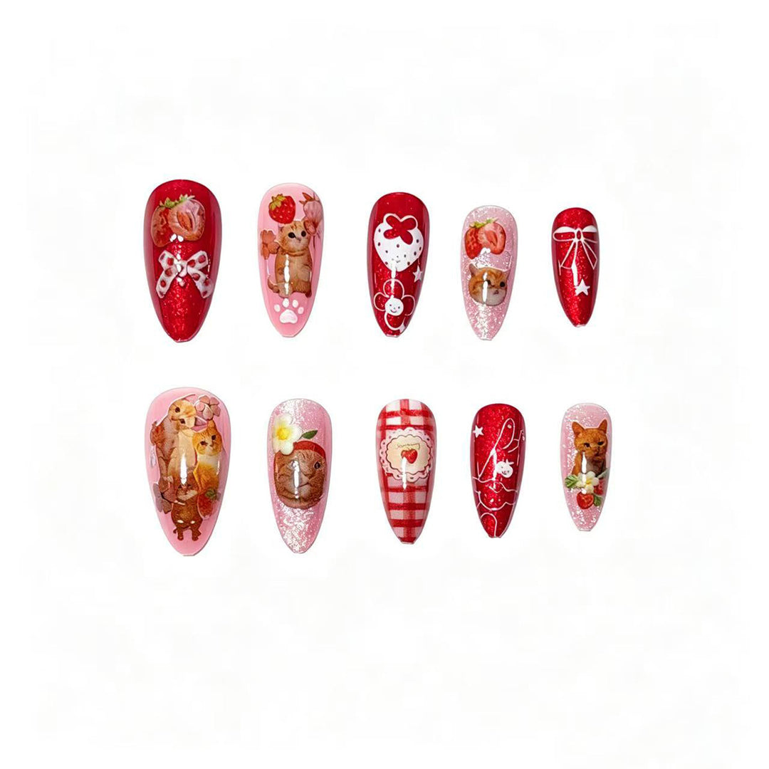 Cat-Themed Artistic Press-On Nail Set Stornfield
