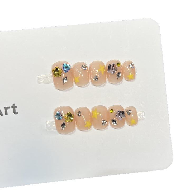 Decorative Press-On Nail Art Set with Sparkling Accents Stornfield