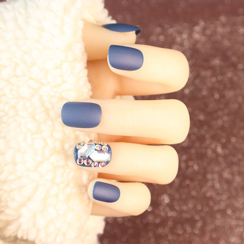 Matte Press-On Nail Set with Rhinestone Accents Stornfield