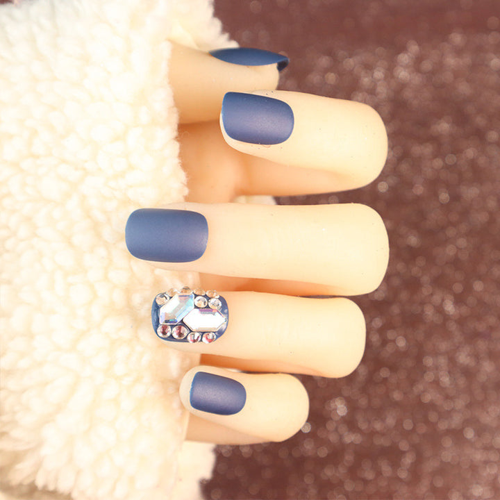 Matte Press-On Nail Set with Rhinestone Accents Stornfield