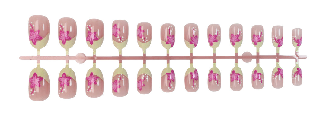 Artificial nail set with floral style and elegant tips Stornfield