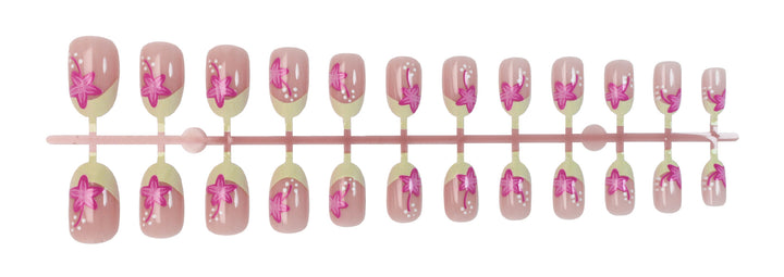 Artificial nail set with floral style and elegant tips Stornfield