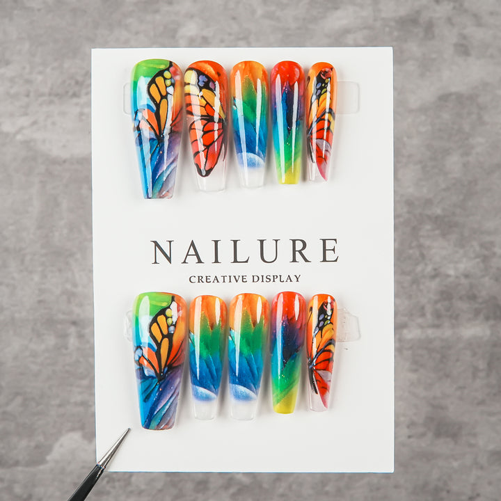 Artistic Butterfly Design Press-On Nails