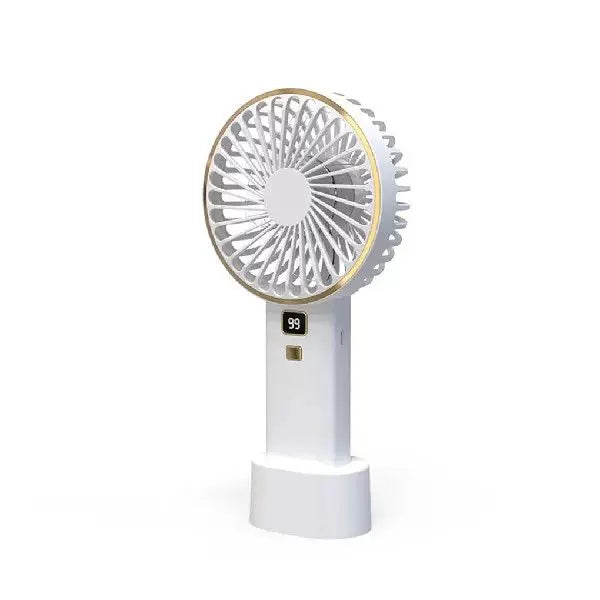 Unisex one size compact rechargeable portable fan with digital battery level indicator and charging station Stornfield