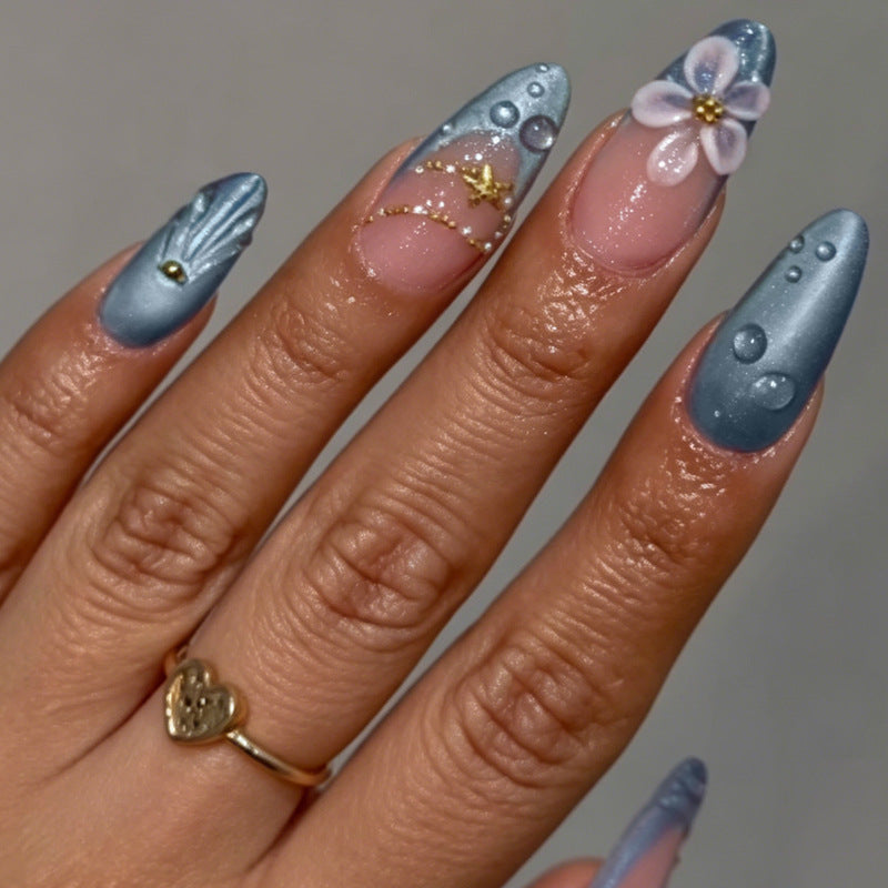 Decorative Press-On Nail Art Set with Gem Accents Stornfield