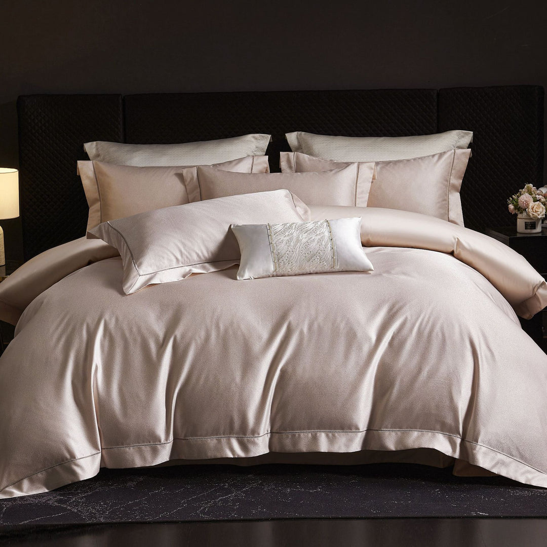 Satin-Feel Sateen Duvet Cover Set with Lace-Panel Lumbar Pillow