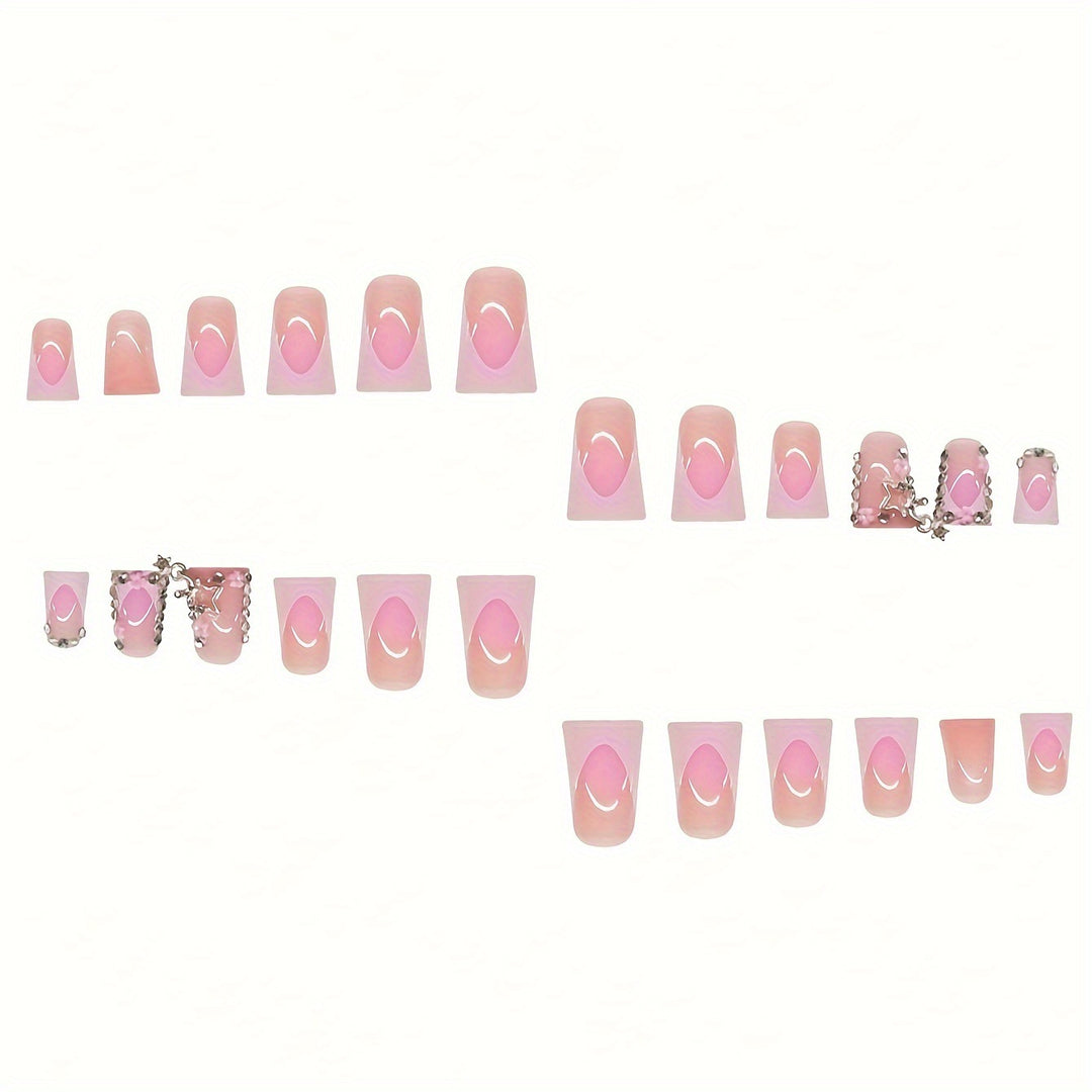 Glamorous 3D Press-On Nail Set with Star Accents Stornfield