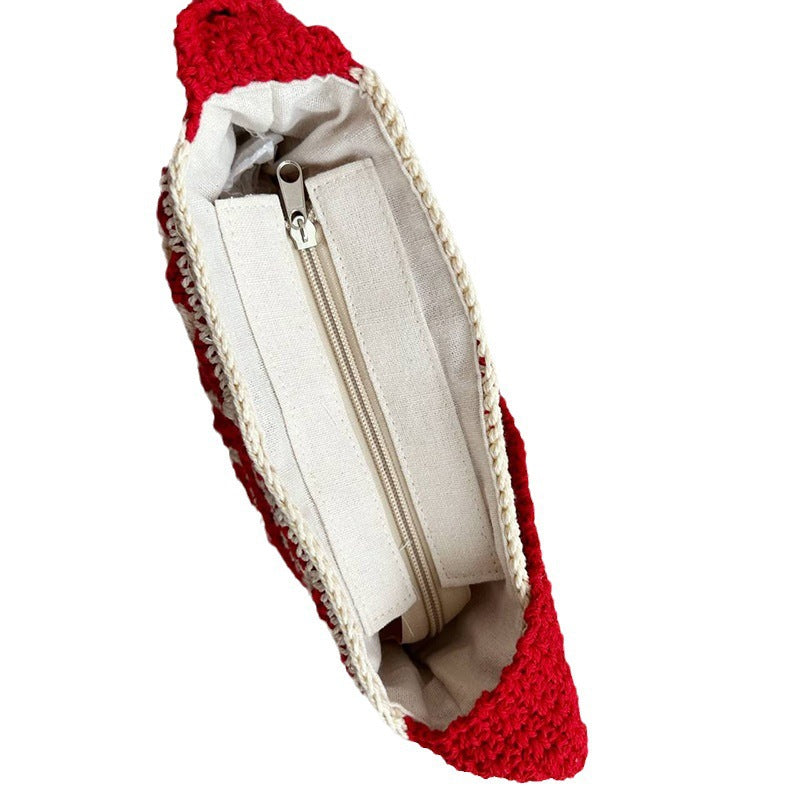 Crocheted shoulder bag with folkloric design Stornfield