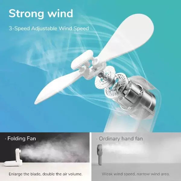 Unisex one size foldable rechargeable portable mini fan with integrated USB power bank and lanyard Stornfield
