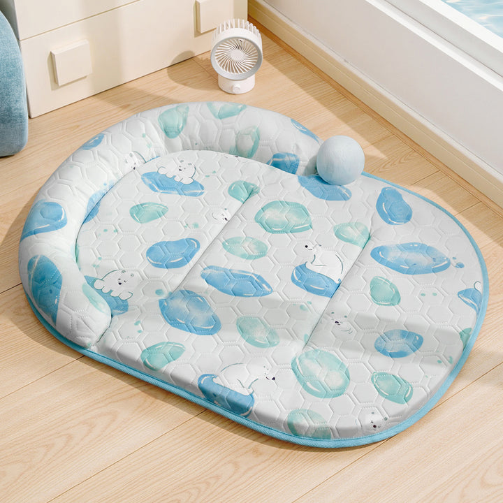 Unisex nan padded baby play mat with elevated headrest edge and non-slip bottom Stornfield