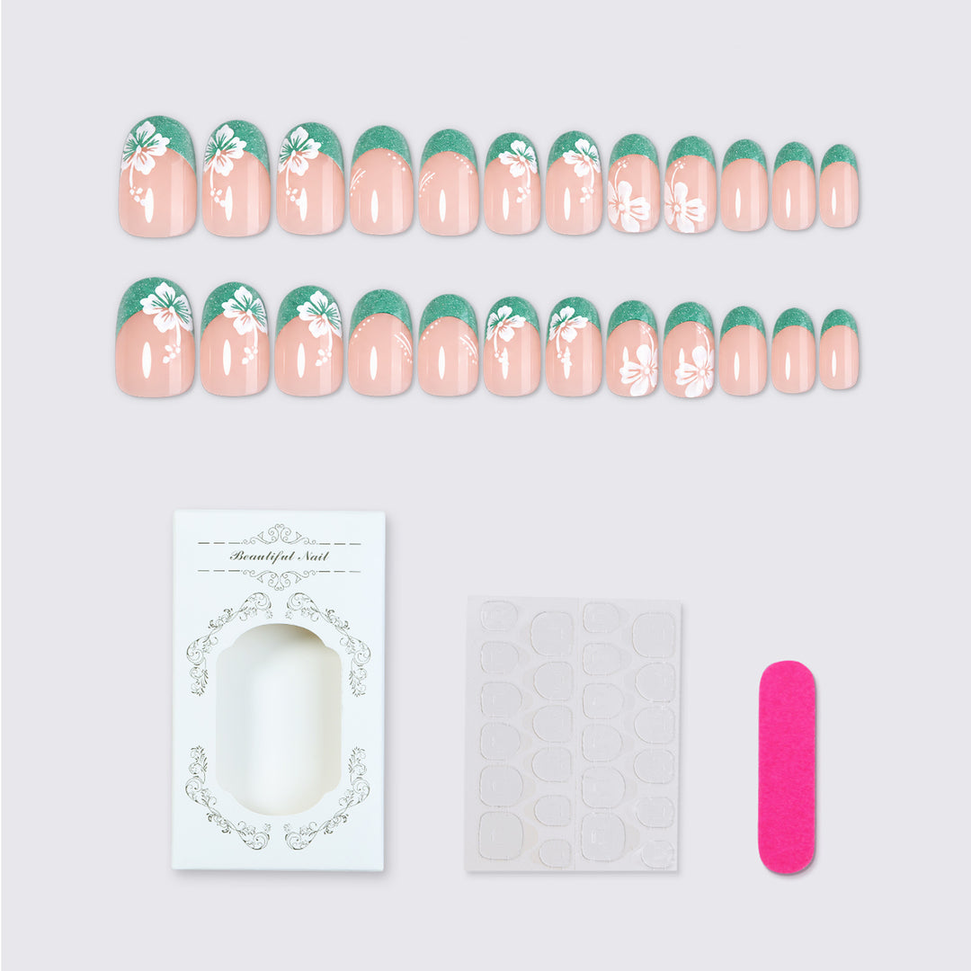 Artificial nail set with stylish floral accents Stornfield