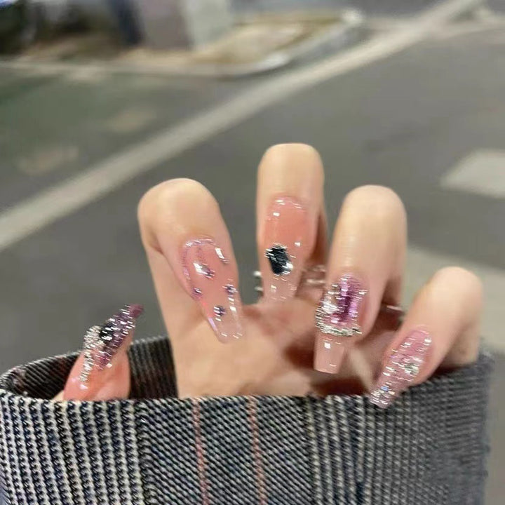 Sparkling Rhinestone-Embellished Press-On Nail Set