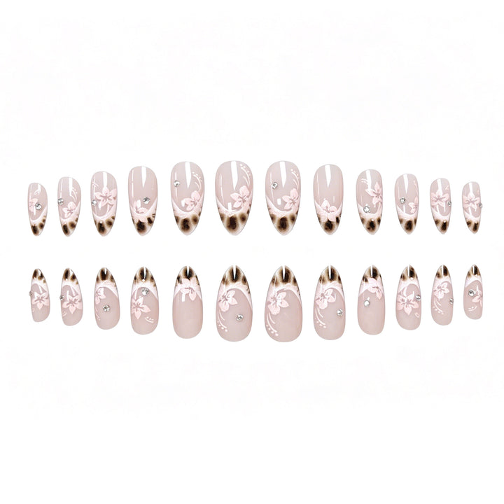 Elegant Floral-Design Acrylic Nail Enhancements Stornfield