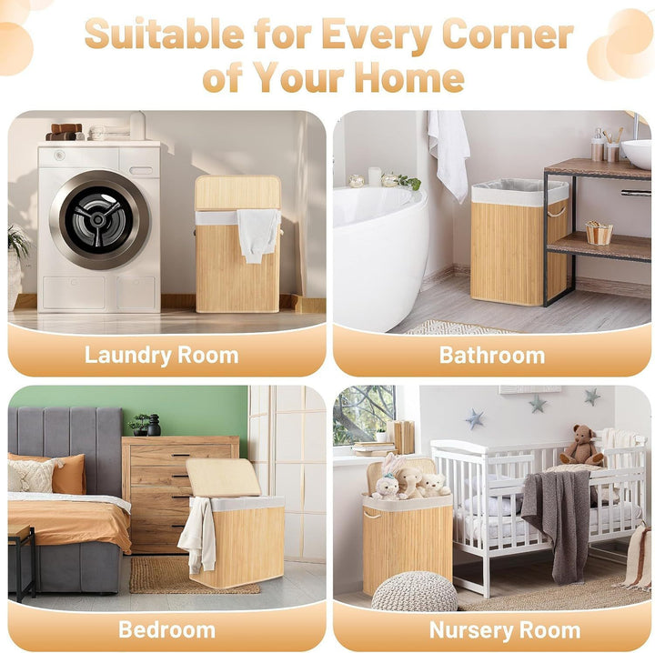Large laundry basket with two compartments and removable lid Stornfield