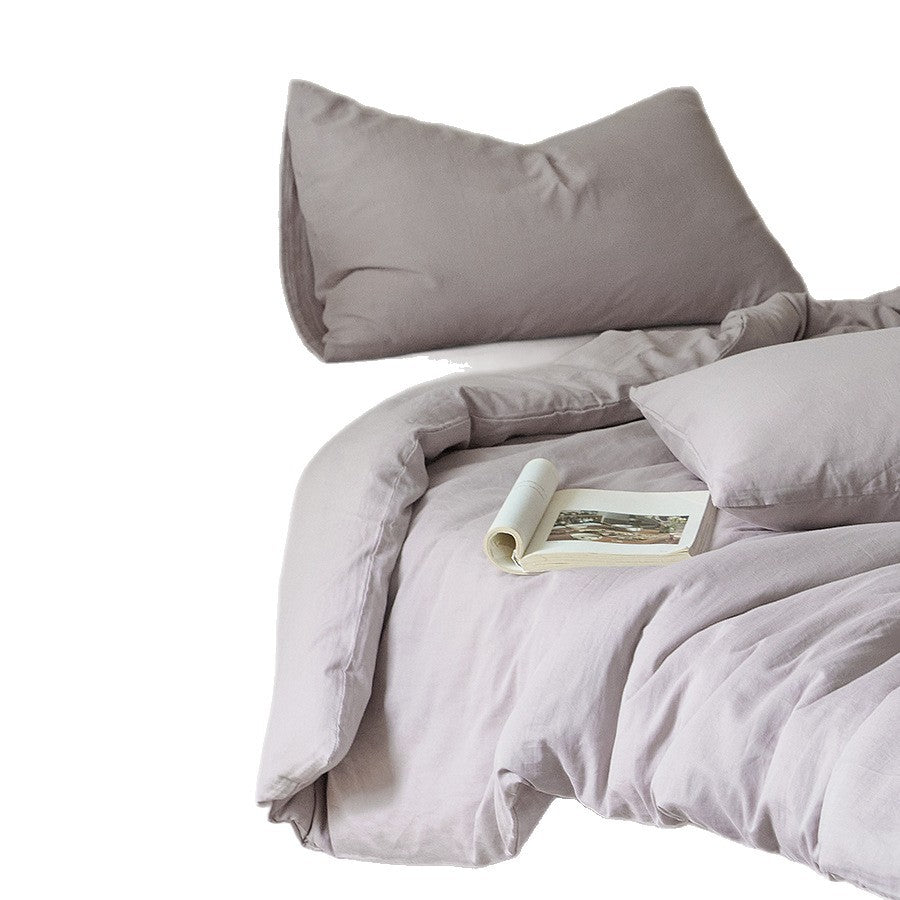 Stonewashed Cotton Sateen Duvet Cover and Sheet Set with Envelope Pillowcases