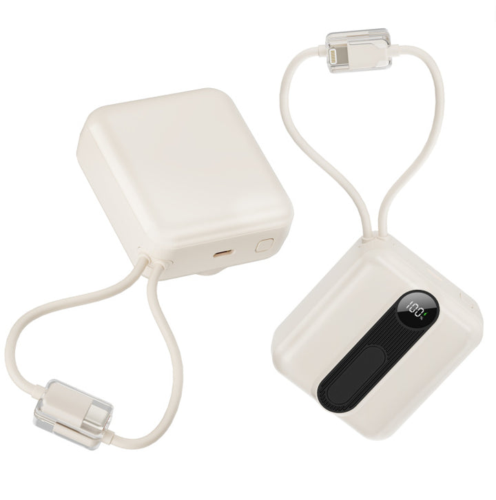 Portable power bank with integrated fast charging cables and digital charging status indicator Stornfield