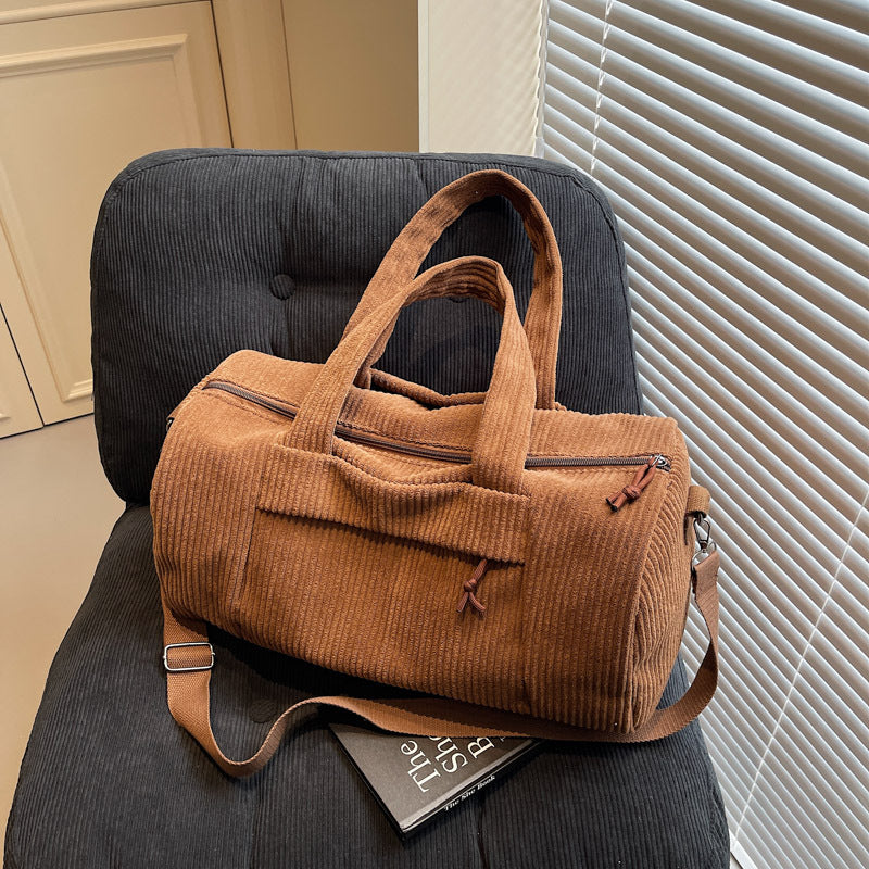 Sporty Travel Bag Made of Soft Cord Material with Adjustable Shoulder Strap Stornfield