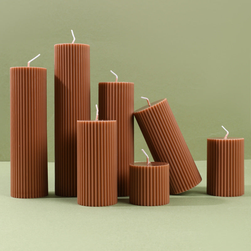 Decorative Tall Ribbed Column Candle for Home Ambience