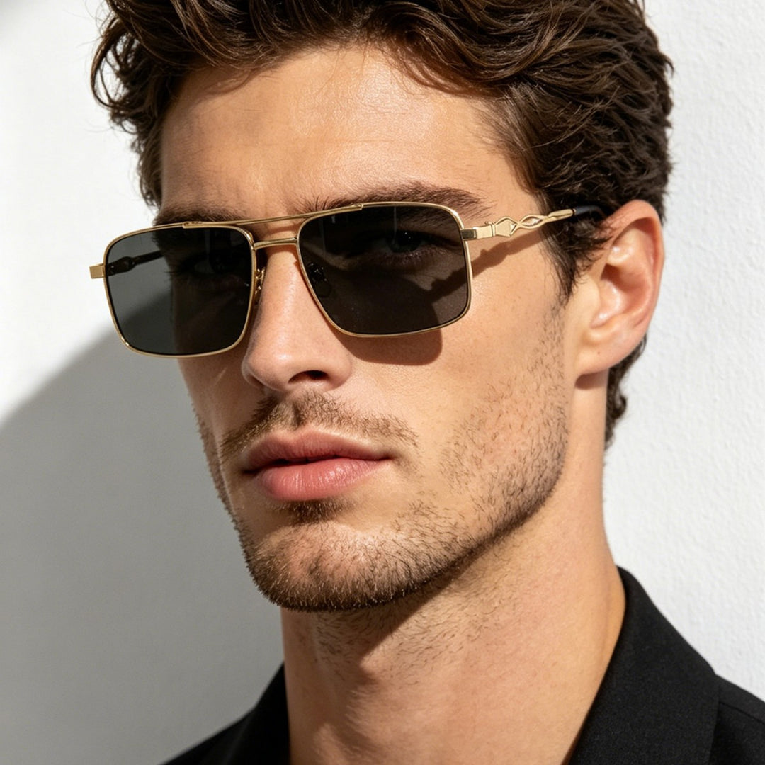 Women's sunglasses with trendy rectangular frame and yellow lenses Stornfield