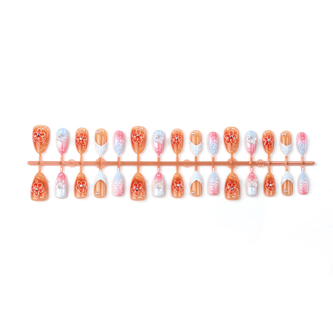 Handmade Floral Press-On Nail Art Set
