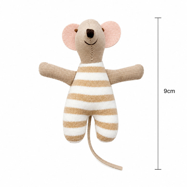 Handcrafted Organic Cotton Striped Mini Plush Mouse Toy