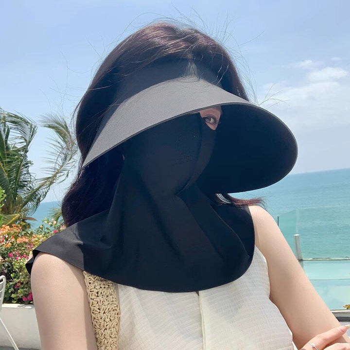 Wide-Curved Full-Face UV Visor with Integrated Breathable Face Shield and Neck Drape Stornfield