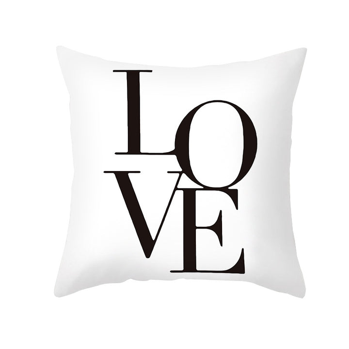 Square Cotton-Linen Decorative Throw Pillow Cover with Oversized HOME Typography Print and Concealed Zipper