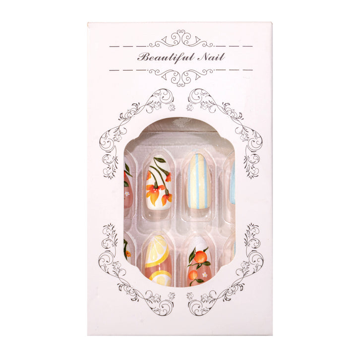 Artistic Summer Fruit-Themed Press-On Nails