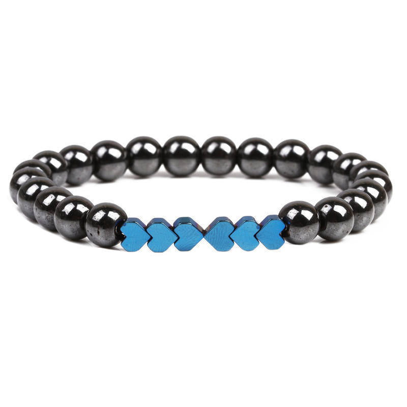 Natural Stone Beaded Bracelet with Heart Accents Stornfield