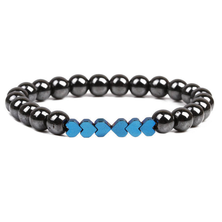 Natural Stone Beaded Bracelet with Heart Accents Stornfield