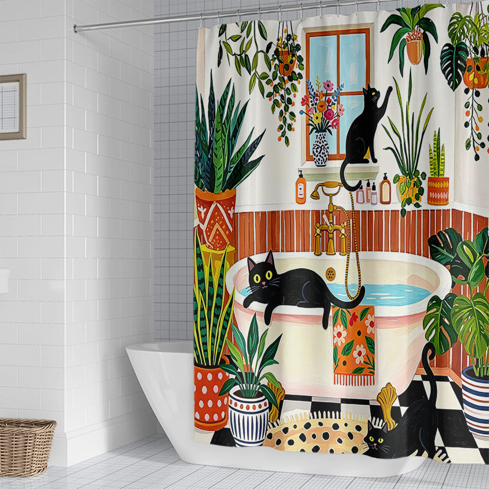 Cat-Themed Bathroom Shower Curtain Stornfield