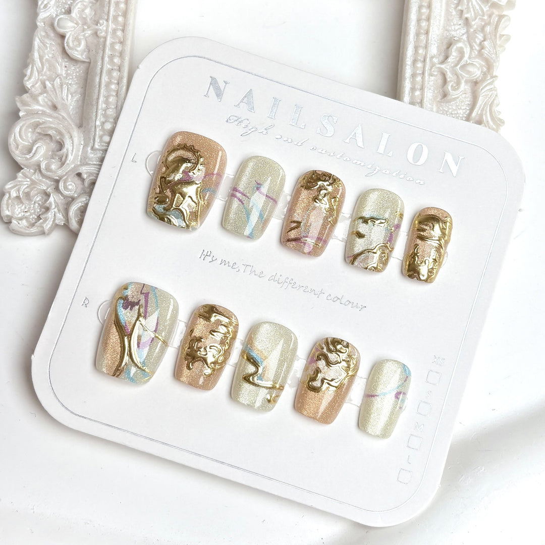 Luxurious Artistic Press-On Nail Design