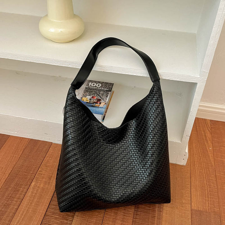 Woven Vegan Leather Hobo Bag