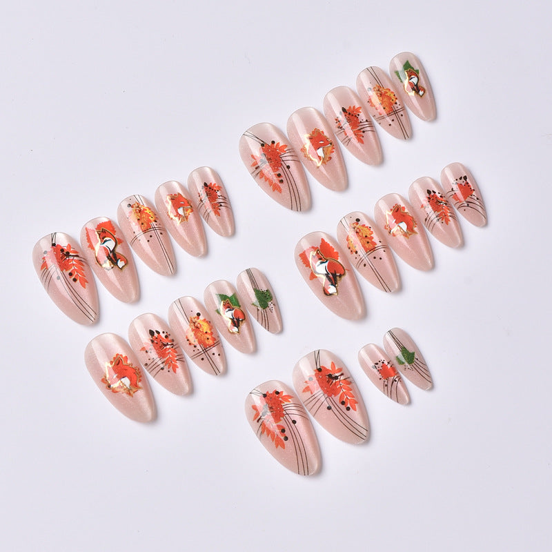 Fall-Themed Press-On Nail Art Set Stornfield