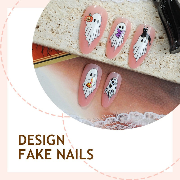 Creative Acrylic Nail Set with Halloween Motifs Stornfield