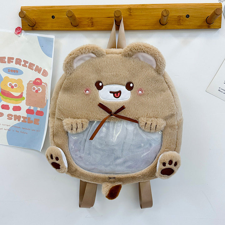 Plush children's backpack with animal motif and practical viewing window Stornfield